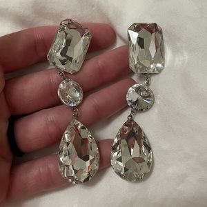 Large Rhinestone clip on earrings-prom-pageant